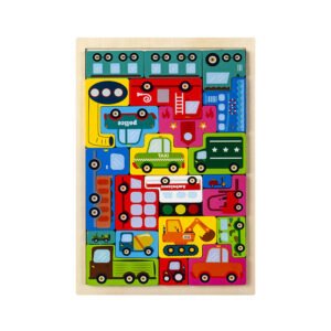 Wooden Puzzle Kids Toy Wood Jigsaw Puzzles Cartoon Vehicle Baby Learning Educational Tool