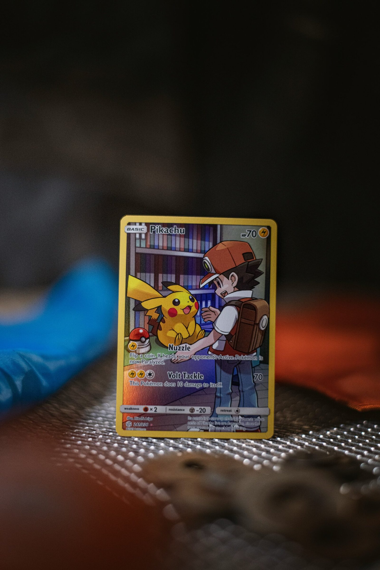 a pokemon card sitting on top of a table